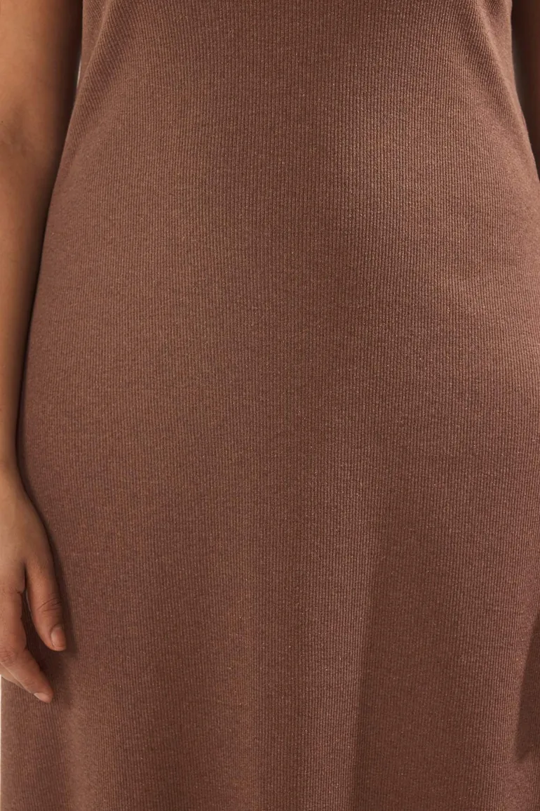 Brown Camisole Knitted Plus Size Dress - 3