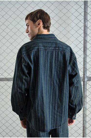 GIESTO Striped Denim Button-Up Shirt with Pocket product thumbnail 3