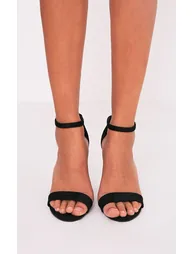 May Black Faux Suede Block Heeled Sandals - 2