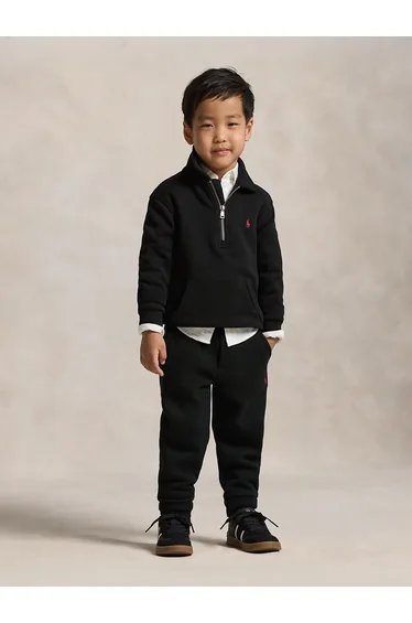 Ralph Lauren Boys Half Zip Sweatshirt in Black