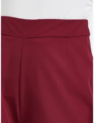 Burgundy Wide Leg Trousers - 2