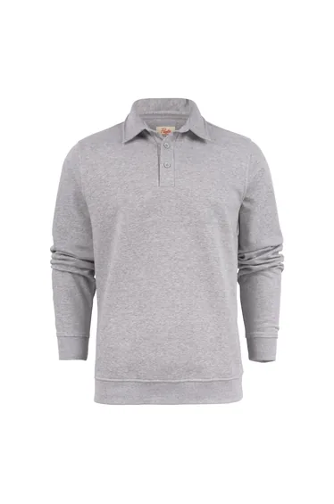 Printer Homerun Long-Sleeved Polo Shirt - Grey Melange