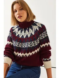 LUCCI Turtleneck Jacquard Knit Sweater