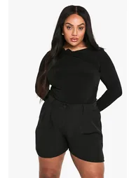plus twist detail rouched bodysuit - black - 1