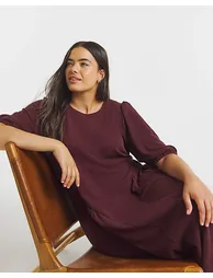 Jersey Linen Look Dress - 2