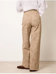 Floral Printed Flared Jeans - 4