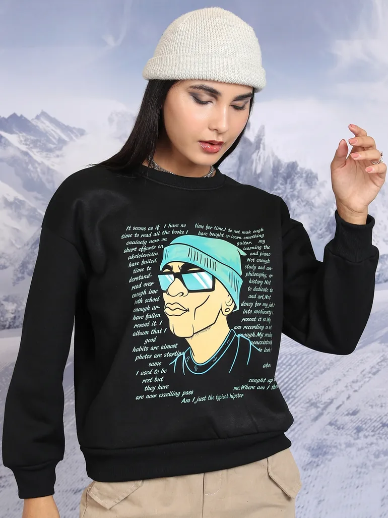 Graphic Print Oversized Sweatshirt - 1
