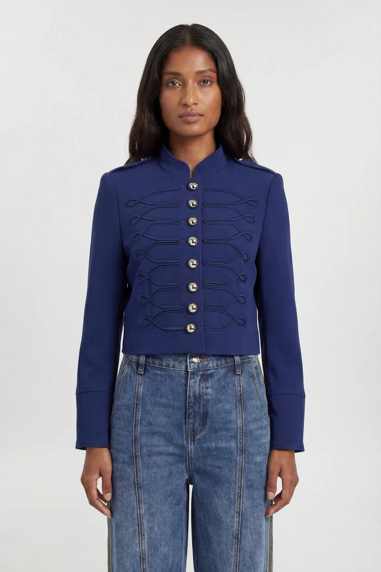 Compact Stretch Tape Detail Military Jacket - 1
