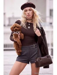 Anthracite Belted Mini Shorts & Bermuda - 1