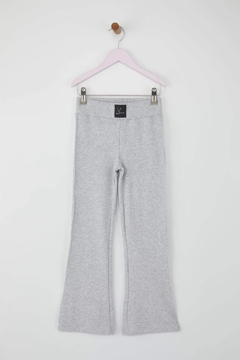 Black-Gray 2-Pack Girls' Plain Long Sleeve Knitted Leggings - 1