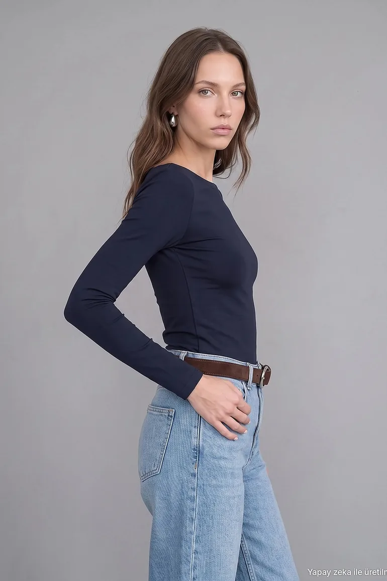 DILVIN Women’s Slim-fit Boat Neck Long-sleeve Blouse - 1