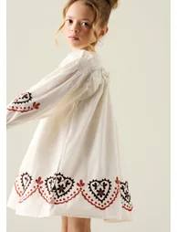 Kaila Embroidered Ruffle Yoke Dress - 4