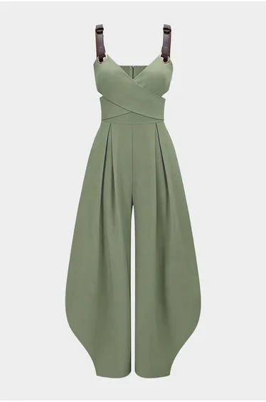 Crossed Cut Out V-Neck Sleeveless Jumpsuit