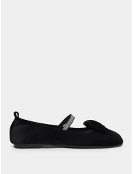 Teens Black Bow Detail Ballet Flats