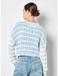 Contrast Stripe Cropped Jumper - 3