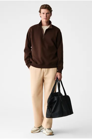 GRIMELANGE BENSON Men's Drawstring Elastic Waist Relaxed Fit Beige Sweatpants
