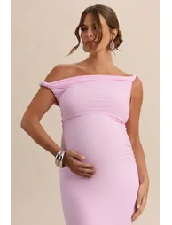 Lita | Pink Twisted Asymmetric Maternity Maxi Dress - 2
