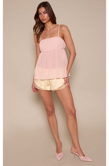 Light PInk Plisse Flowy Strappy Top