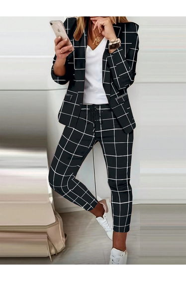 Black Grid Check Blazer