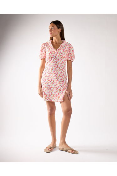Glamorous Watercolour Ditsy V- Neck Side Split Mini Dress