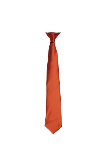 Premier Colours Mens Satin Clip Tie - Chestnut