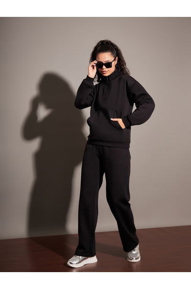 Regular Fit Half Zip Placket Fleece Sweatshirt