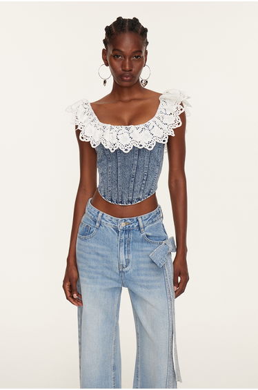 Etelka Off Shoulder Denim Top