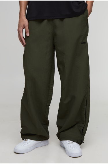 Baggy Fit Contrast Gusset Nylon Trousers - forest