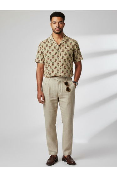 Men Classic Slim Fit Floral Printed Casual Shirt