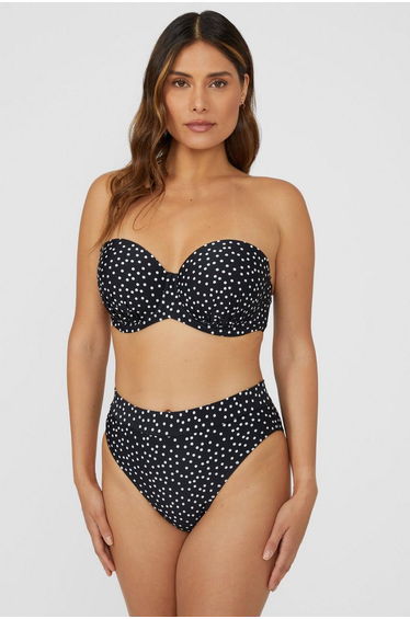 Gorgeous Spot Mid Waist Bikini Pant - mono