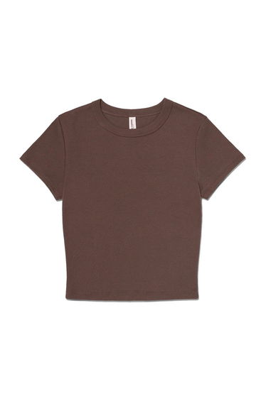 Bella + Canvas Womens/Ladies Micro-Rib Crop T-Shirt - Cocoa Solid