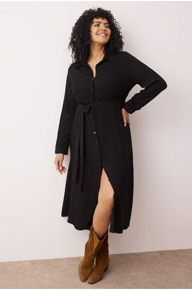 Black Shally Woven Plus Size Dress