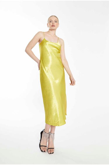 Glamorous Lime Bias-Cut Midaxi Dress with Side Split