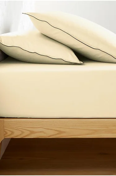 Victor Plain 100% Washed Cotton Satin 300 Thread Count Fitted Sheet