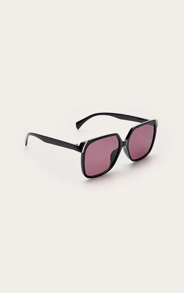 Black Burgundy Lens Oversized Sunglasses - 2