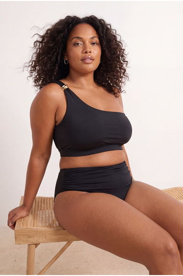 Black Chlorine & Water Resistant Long Lasting Lycra ® Xtra Life Large Size Bikini Bottom