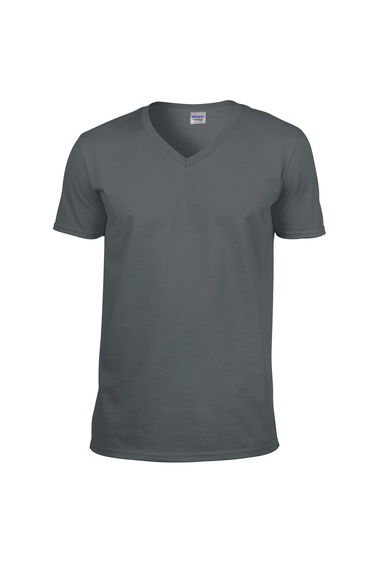 Gildan Mens Soft Style V-Neck Short Sleeve T-Shirt - Charcoal