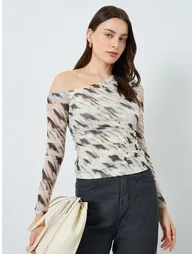 Women Animal Print Fitted Knit Top - 2