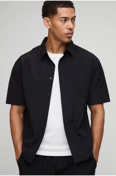 Oversized Technical Ripstop Shirt - black