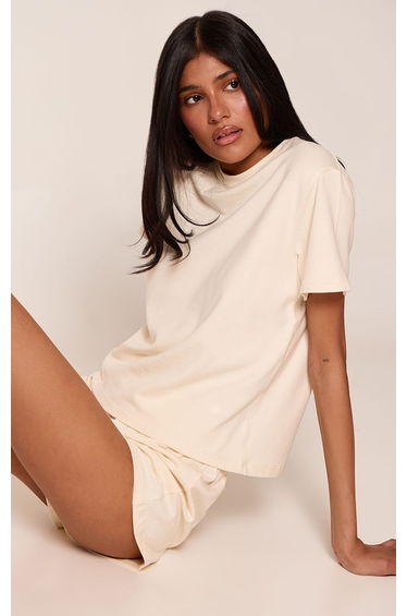Cream Soft Cotton Oversized Tshirt