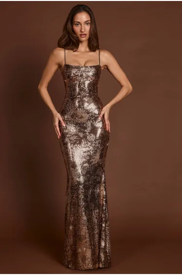 فستان أوه بولي ذهبي بقصة ميرمايد