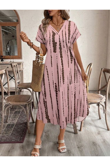 Pink Graphic Printed A-Line Dress