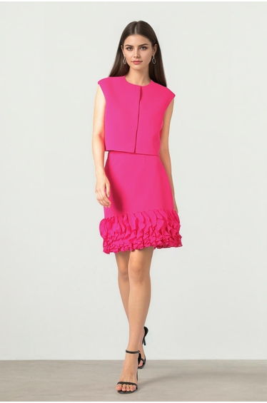 FUSCHIA ROUNDED NECKLINE VEST