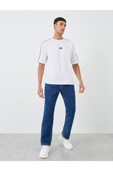 Contrast Shoulder Piping Heavy Jersey Oversized T-Shirt