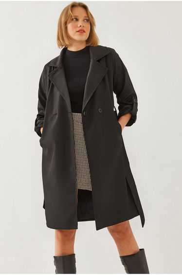 Women's Belted Long Trench Coat