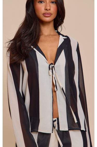 Petite Stripe Tie Front Shirt