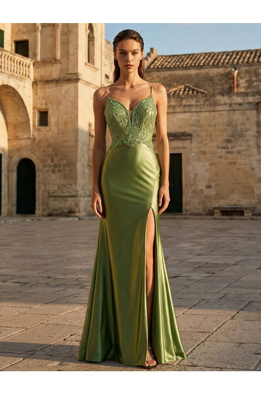Leely Women's Elegant Spaghetti Straps Sleeveless Prom Dress
