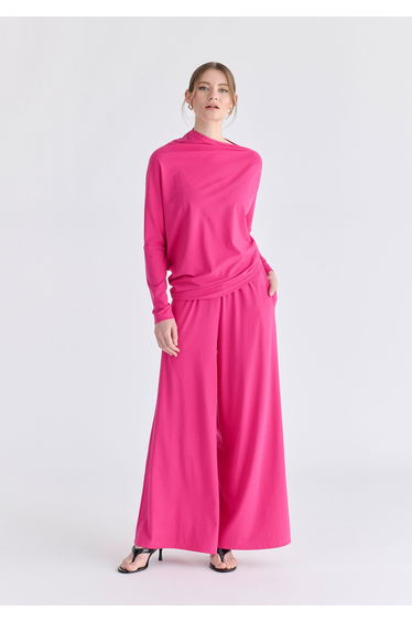 Wide Leg Lyocell Jersey Trousers