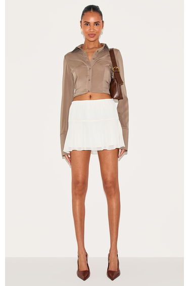 Cream Frill Hem Mini Skirt